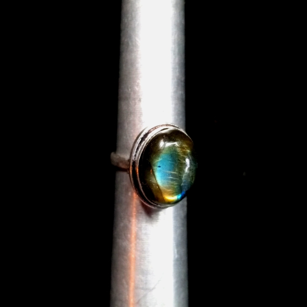 101 NWT Labradorite gemstone crystal 925 silver ring size 6 free shipping sale